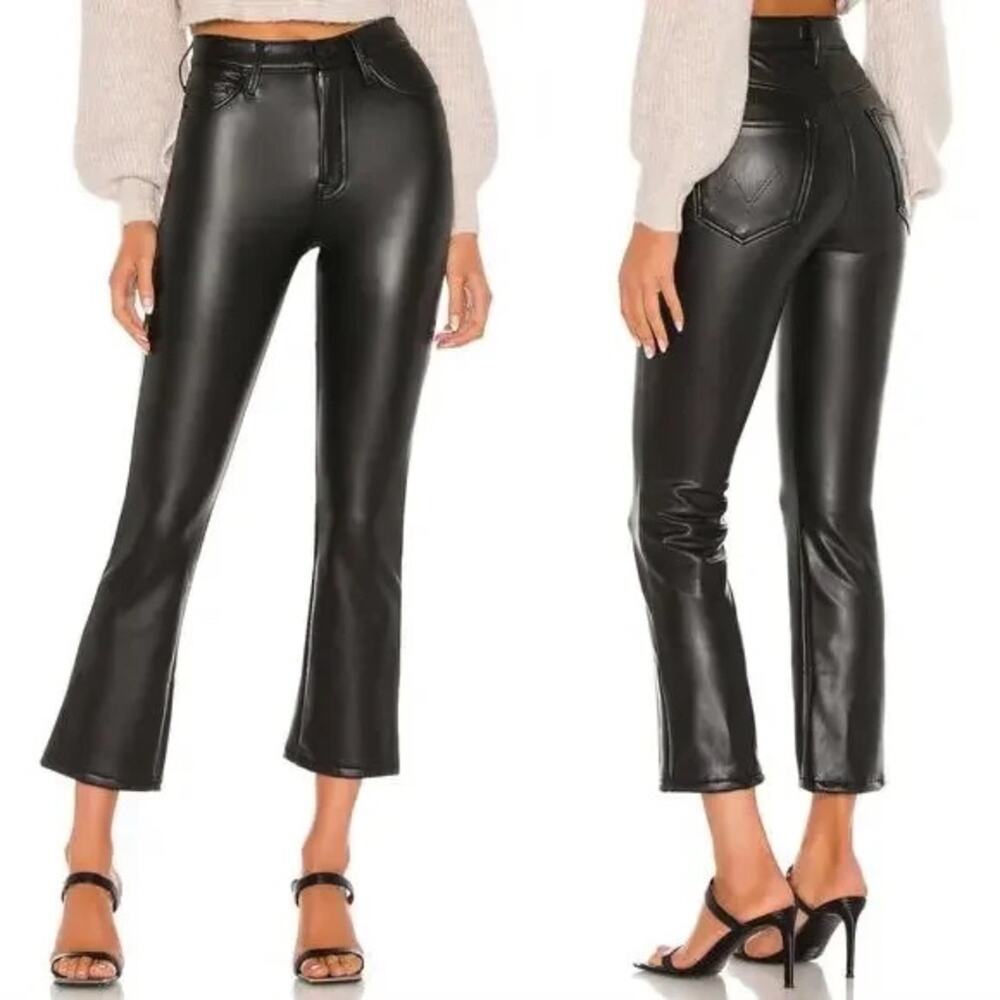 Mother The Insider Ankle Faux Show Faux Leather Pants Black 27